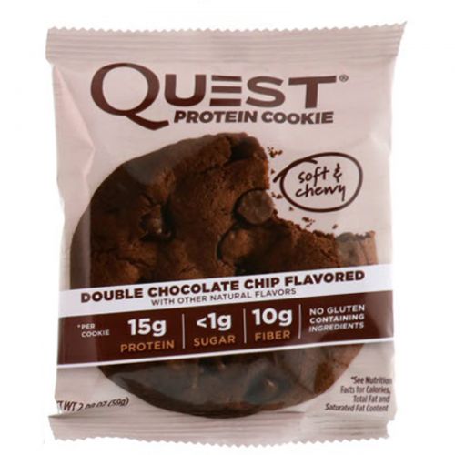 Quest Nutrition, Белковое печенье, двойная шоколадная крошка, 12 штук, по 59 г каждое