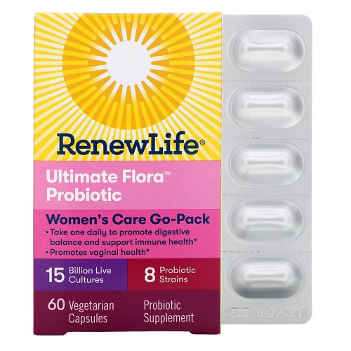 Renew Life, Пробиотики Ultimate Flora, Women's Care, 15 миллиардов, 60 вегетарианских капсул