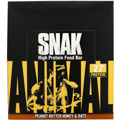 Universal Nutrition, Батончик Animal Snak, Арахисовое масло, мед и овсянка, 12 баточников, 3,3 унц. (93,6 г) каждый