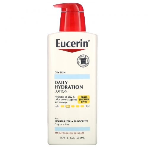 Eucerin, Body Lotion, Daily Hydration, Dry Skin, SPF 15 Suncreen, Fragrance Free, 16.9 fl oz (500 ml)