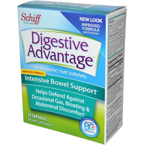 Schiff, Digestive Advantage, формула интенсивной поддержки кишечника, 32 капсулы