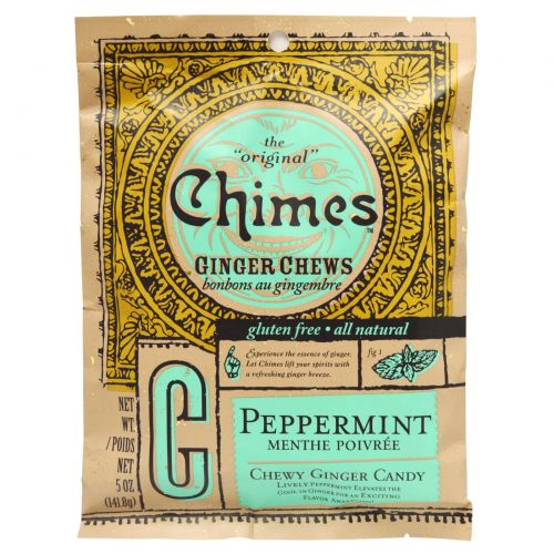 Chimes, Ginger Chews, Peppermint, 5 oz.