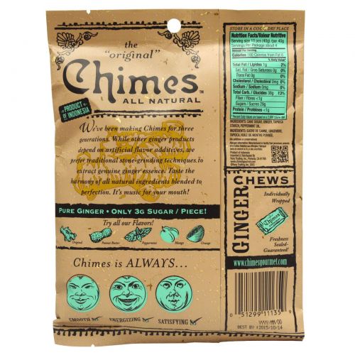 Chimes, Ginger Chews, Peppermint, 5 oz.