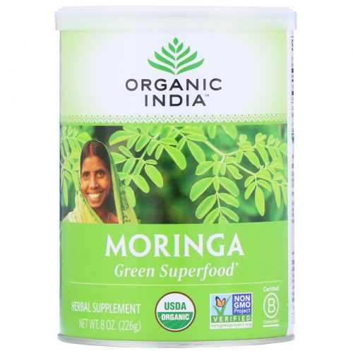 Organic India, Порошок листьев моринги, 8 унций (226 г)