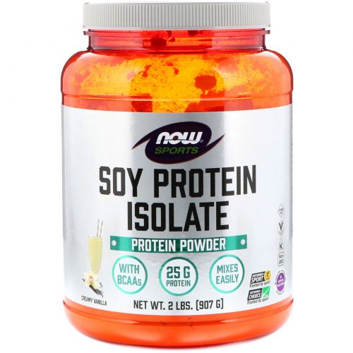 Now Foods, Изолят соевого белка в порошке для спортсменов, ваниль, 2 фунта (907 г)