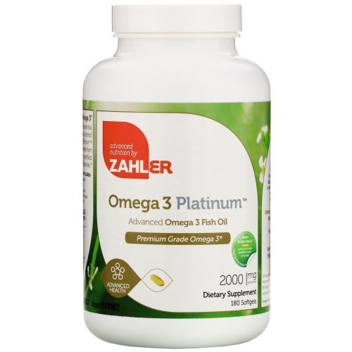 Zahler, Omega 3 Platinum, улучшенный рыбий жир с Омега-3, 3000 мг, 180 мягких таблеток