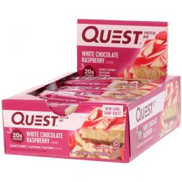 Quest Nutrition, QuestBar, Protein Bar, White Chocolate Raspberry, 12 Bars, 2.1 oz (60 g) Each