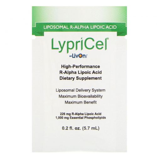 LypriCel, Липосомальная R-альфа-липоевая кислота, 30 пакетиков, 0,2 жидкой унции (5,4 мл) каждый