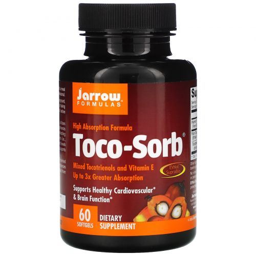 Jarrow Formulas, Toco-Sorb, смесь токотриенолов и витамина Е, 60 мягких таблеток