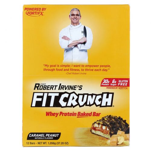 FITCRUNCH, Whey Protein Baked Bar, Caramel Peanut, 12 Bars, 3.10 oz (88 g) Each