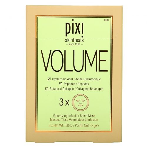 Pixi Beauty, Skintreats, Plump Collagen Boost, Volumizing Infusion Sheet Mask, 3 Sheets