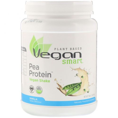 VeganSmart, Pea Protein, веганский шейк, ваниль, 540 г