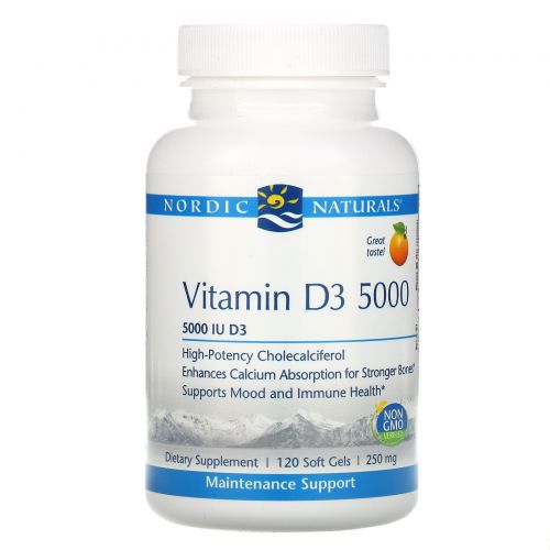 Nordic Naturals, Vitamin D3, Orange, 5000 I.U., 120 Soft Gels