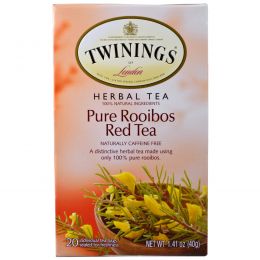 Twinings, Herbal Tea, Pure Rooibos Red Tea, Caffeine Free, 20 Tea Bags, 1.41 oz (40 g)