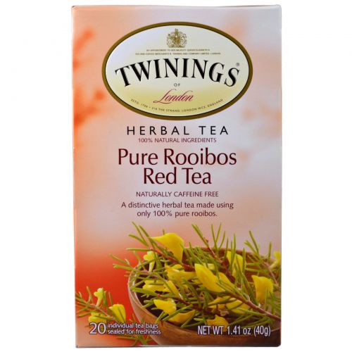 Twinings, Herbal Tea, Pure Rooibos Red Tea, Caffeine Free, 20 Tea Bags, 1.41 oz (40 g)