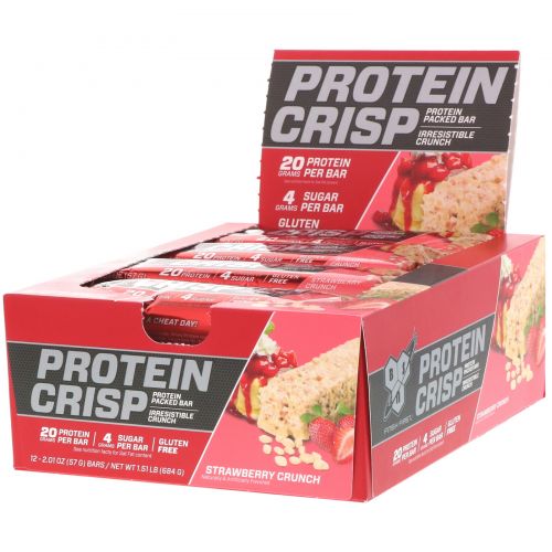 BSN, Protein Crisp, Strawberry Crunch, 12 bars, 2.01 oz (57 g) Each