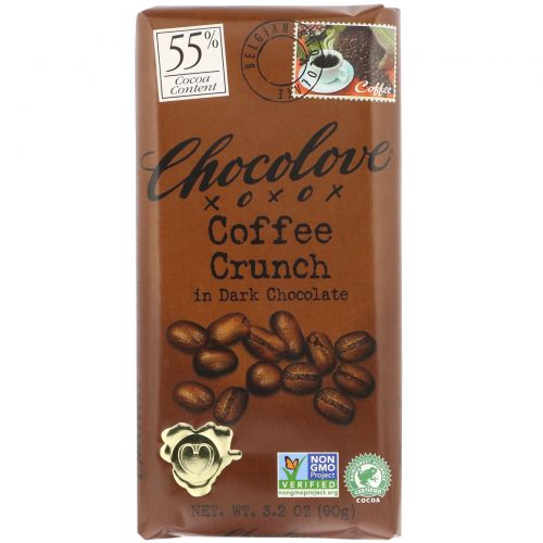 Chocolove, Кофейная крошка в темном шоколаде, 3,2 унции (90 г)