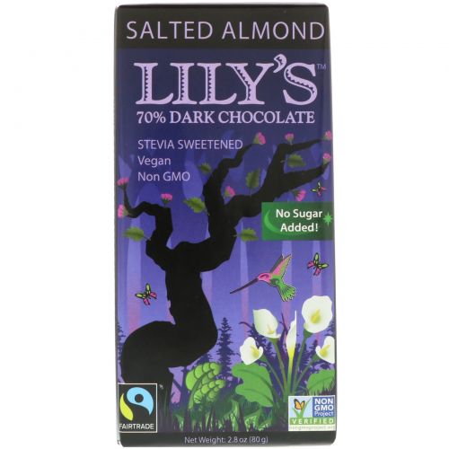 Lily's Sweets, 70% Dark Chocolate Bar, Salted Almond, 2.8 oz (80 g)