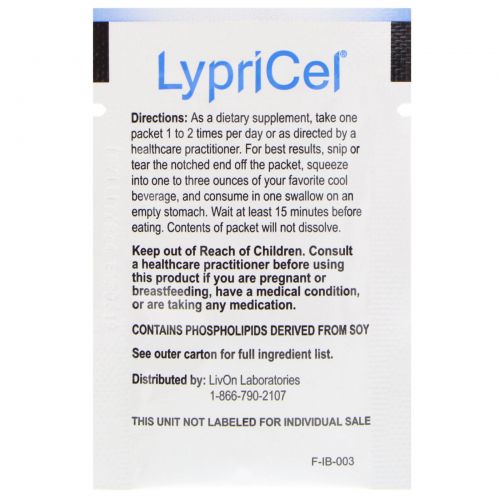 LypriCel, Липосомальный В комплекс плюс, 30 пакетов, 0,2 жидких унций (6 мл) каждый