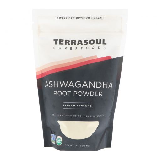 Terrasoul Superfoods, Порошок корня ашвагандхи, индийский женьшень, 16 унций (454 г)