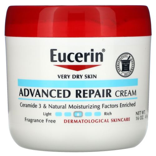 Eucerin, Усовершенствованный восстанавливающий крем для очень сухой кожи, без отдушек, 454 г (16 унций)