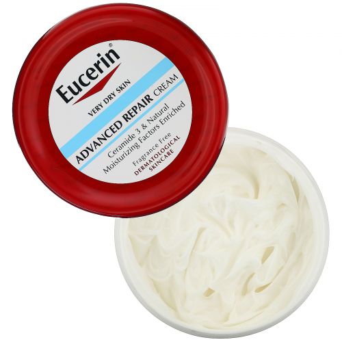 Eucerin, Усовершенствованный восстанавливающий крем для очень сухой кожи, без отдушек, 454 г (16 унций)