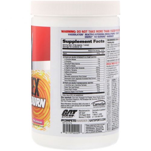 GAT, Nitraflex Burn, Pink Lemonade, 11.21 oz (318 g)