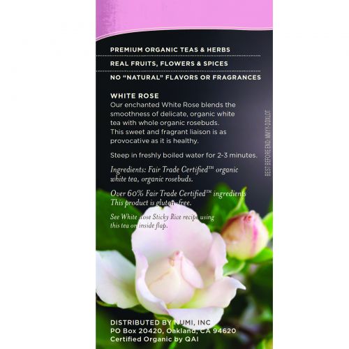 Numi Tea, Organic, White Rose Tea, 16 Tea Bags, 1.13 oz (32 g)