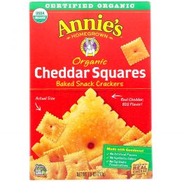 Annie's Homegrown, Cheddar Squares, запеченные квадратные крекеры с чеддером, 7.5 унций (213 г)