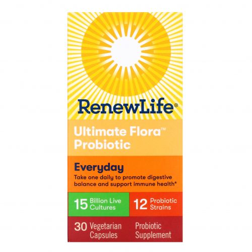 Renew Life, Ultimate Flora, Формула для взрослых, 15 миллиардов, 30 вегетарианских капсул