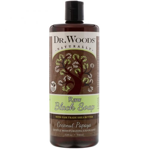 Dr. Woods, Raw Black Soap, with Fair Trade Shea Butter, Coconut Papaya, 32 fl oz (946 ml)