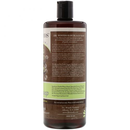 Dr. Woods, Raw Black Soap, with Fair Trade Shea Butter, Coconut Papaya, 32 fl oz (946 ml)