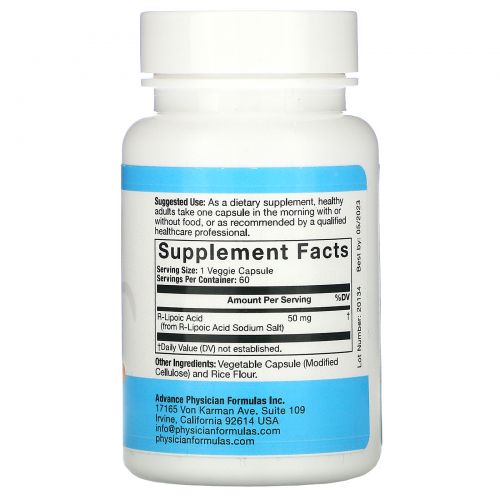 Advance Physician Formulas, Inc., R-липоевая кислота, 50 мг, 60 капсул