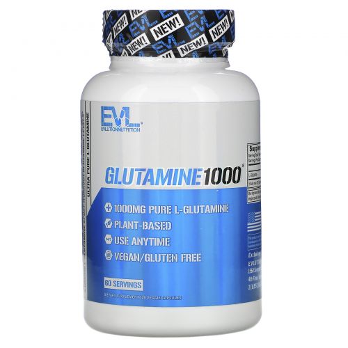 EVLution Nutrition, Glutamine1000, 1,000 mg, 120 Veggie Capsules