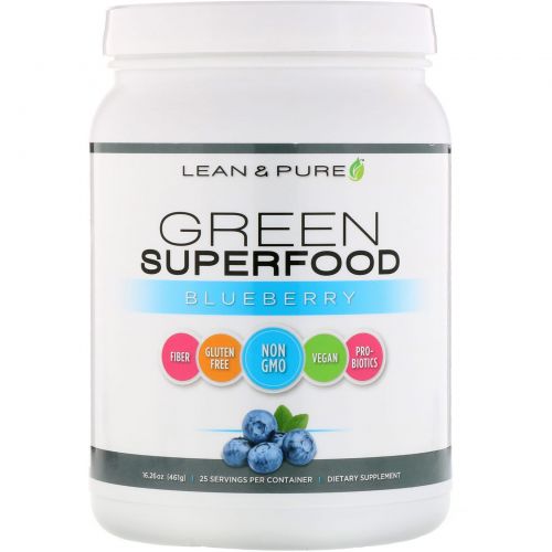 Lean & Pure, Green Superfood, Blueberry, 16.26 oz (461 g)