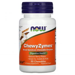 Now Foods, ChewyZymes, натуральный ягодный вкус, 90 жевательных таблеток