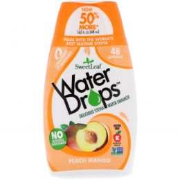 Wisdom Natural, SweetLeaf, Water Drops, Delicious Stevia Water Enhancer, Peach Mango, 1.62 fl oz (48 ml)