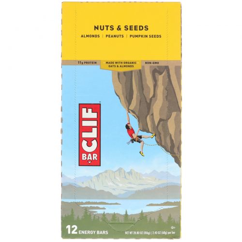 Clif Bar, Energy Bars, Nuts & Seeds, 12 Bars, 2.40 oz (68 g) Each