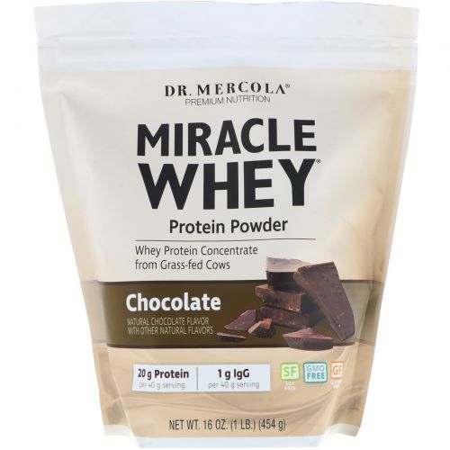 Dr. Mercola, Премиум добавки, чудесный сывороточный протеин в порошке со вкусом шоколада, 454 г
