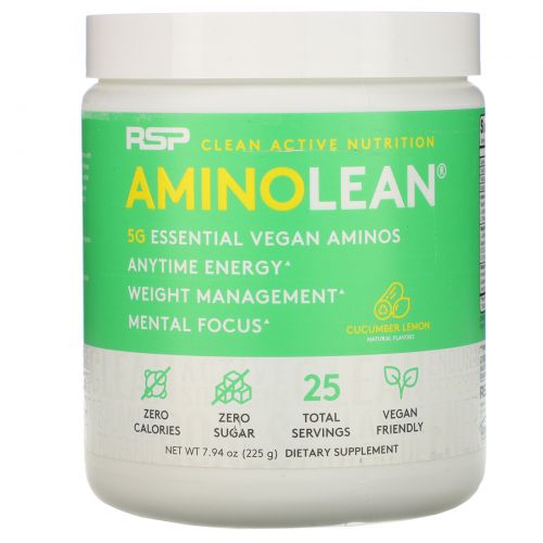 RSP Nutrition, AminoLean, Cucumber Lemon, 7.94 oz (225 g)