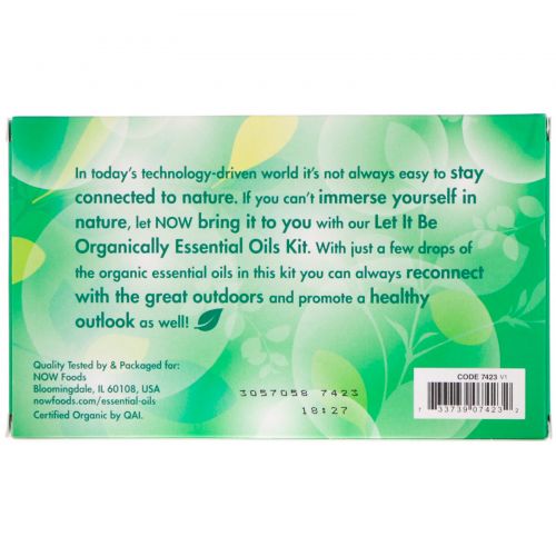 Now Foods, Let It Be Organically, Organic Essential Oils Kit, 4 Bottles, 1/3 fl oz (10 ml) Each