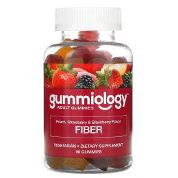 Gummiology, Adult Fiber Gummies, Natural Peach, Strawberry, & Blackberry Flavors, 90 Vegetarian Gummies