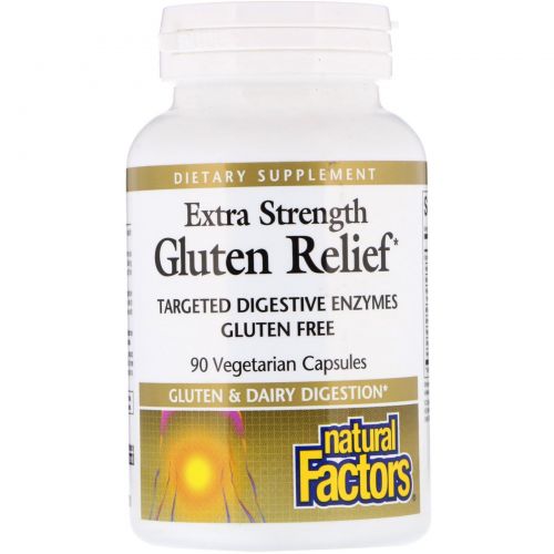 Natural Factors, Extra Strength Gluten Relief, 90 Vegetarian Capsules