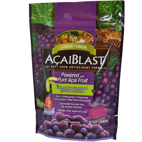Garden Greens, «AcaiBlast» Антиоксидантная Жевательная Добавка с Асаи, 30 мягких жевательных таблеток