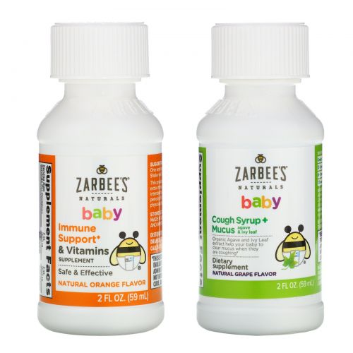 Zarbee's, Naturals, Baby Immune Support & Cough Syrup + Mucus Value Pack, 2 fl oz (59 ml) each