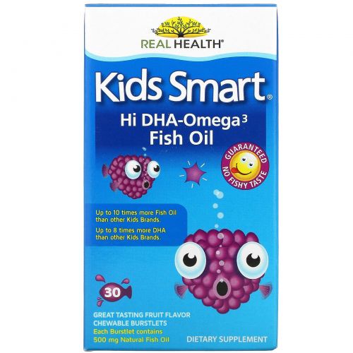 Bioglan, Умные детки, Рыбий жир с высоким содержанием Омега-3, с ягодным вкусом, 30 жевательных дражже.