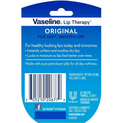 Vaseline, Бальзам для губ Lip Therapy, «Оригинальный», 7 г