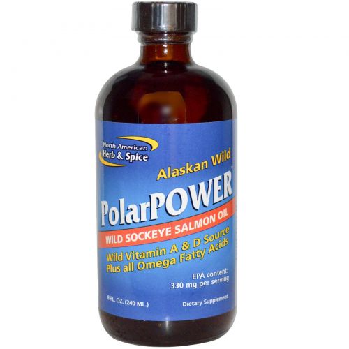 North American Herb & Spice Co., PolarPower рыбий жир из аляскинского дикого лосося (нерки), 8 жидких унций (240 мл)