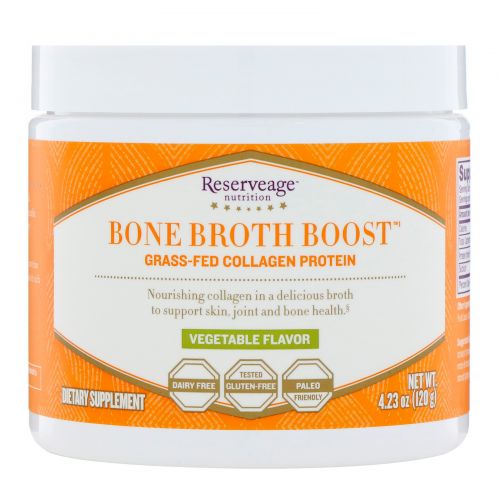 ReserveAge Nutrition, Bone Broth Boost, протеин коллаген от коров, вскормленных на подножном корме, со вкусом овощей, 4,23 унц. (120 г)