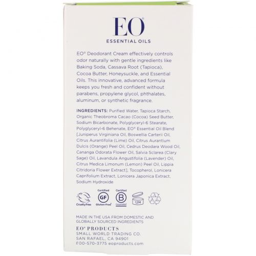 EO Products, Deodorant Cream, Citrus Sage, 1.8 oz (53 g)